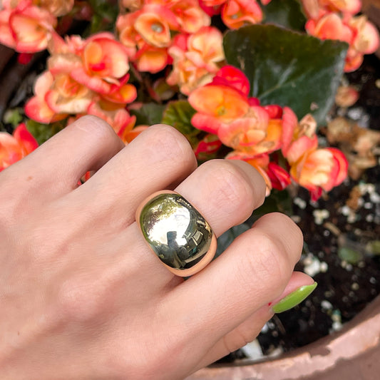 14KT Yellow Gold Polished Chunky 17mm Domed Cigar Band Ring