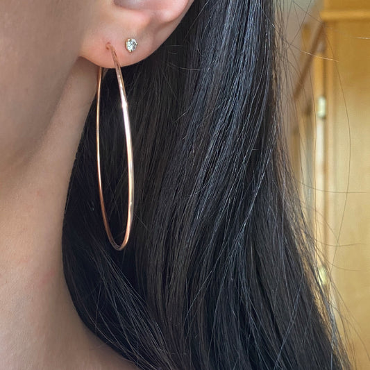 Rose Gold Filled Thin Tube Endless Hoop Earrings 56mm - LSJ