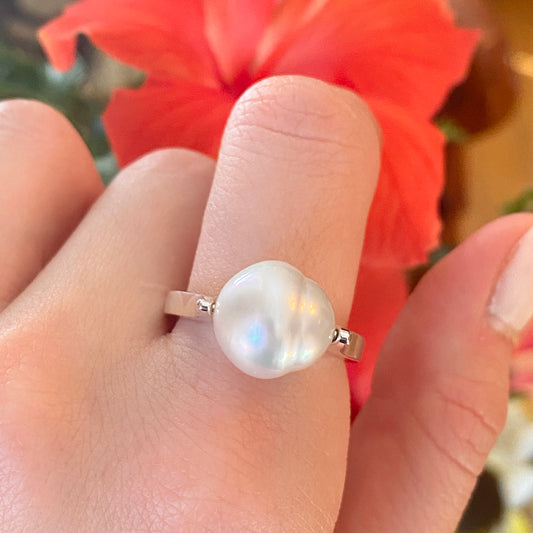 Sterling Silver Genuine 12mm Paspaley South Sea Pearl Modern Ring - Legacy Saint Jewelry