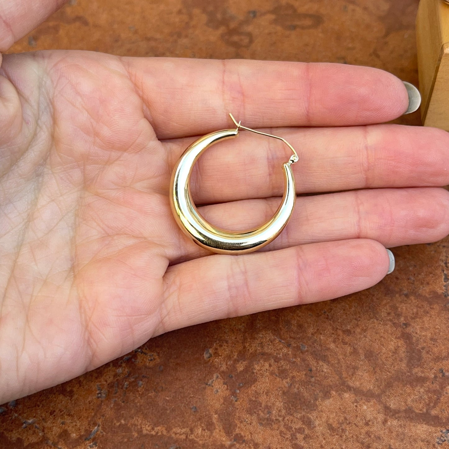 10KT Yellow Gold Round Classic Hoop Earrings 22mm