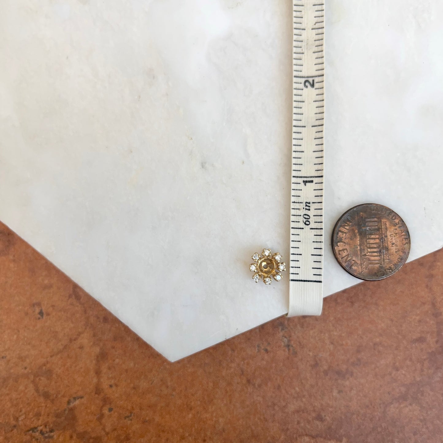 Estate 14KT Yellow Gold Prong Set Diamond Circle Earring Jackets