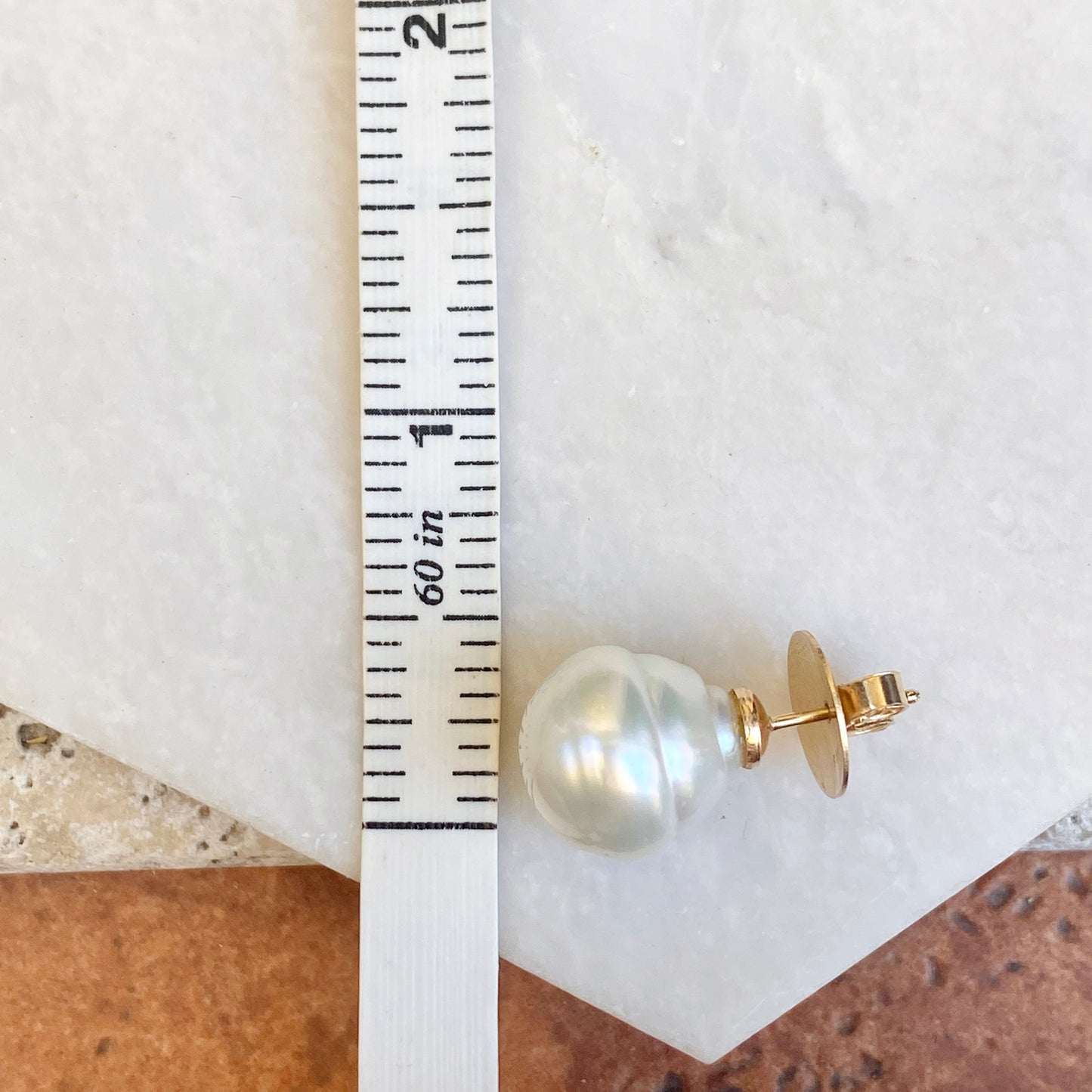 14KT Yellow Gold Paspaley South Sea Pearl Stud Earrings 11~12mm