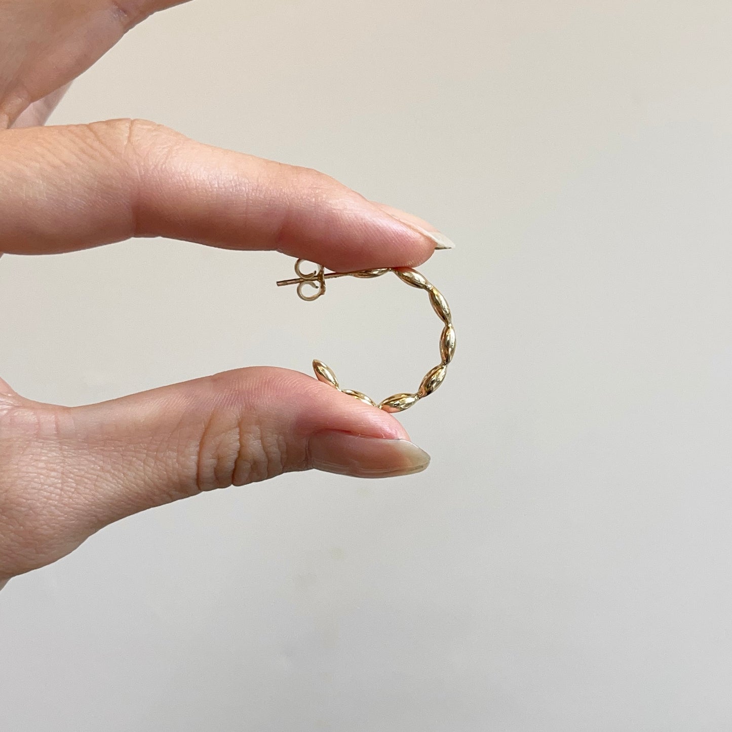 14KT Yellow Gold Mariner Link C-Shape Hoop Earrings