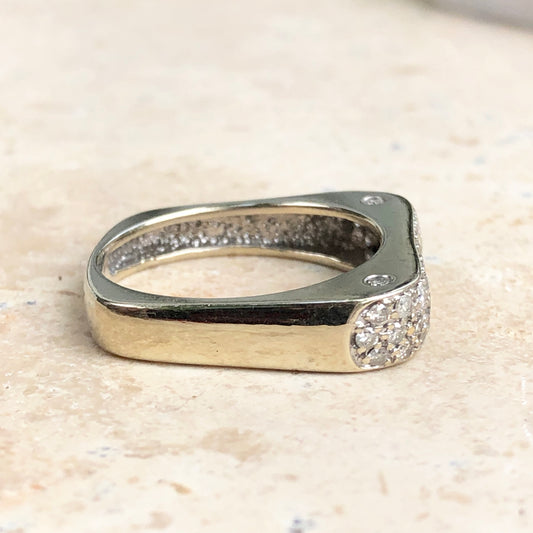 Estate 14KT White Gold .75 CT Pave Diamond Bar Design Modern Contempo Ring - Legacy Saint Jewelry