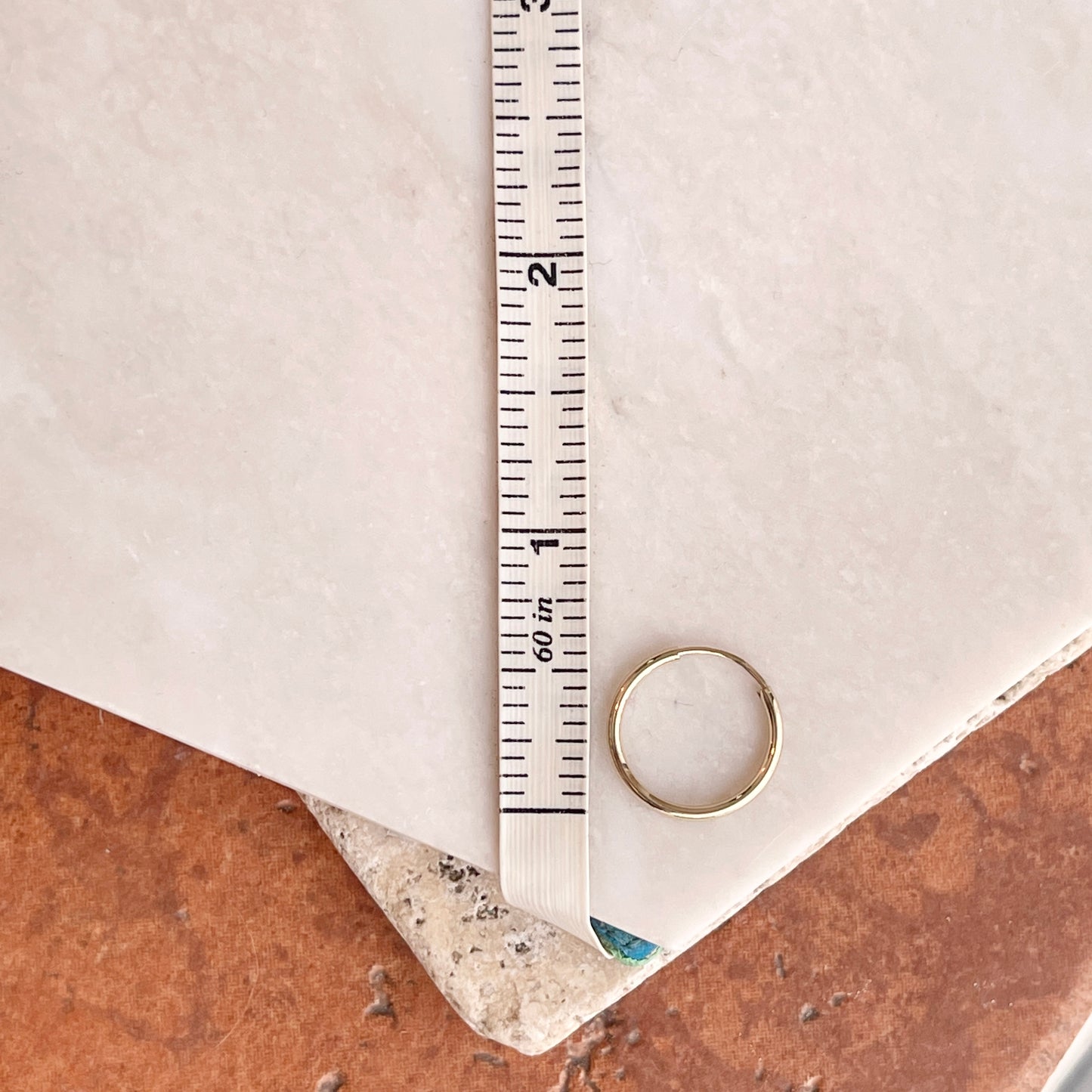 14KT Yellow Gold 1.5mm tube Endless Hoop Earrings 16mm