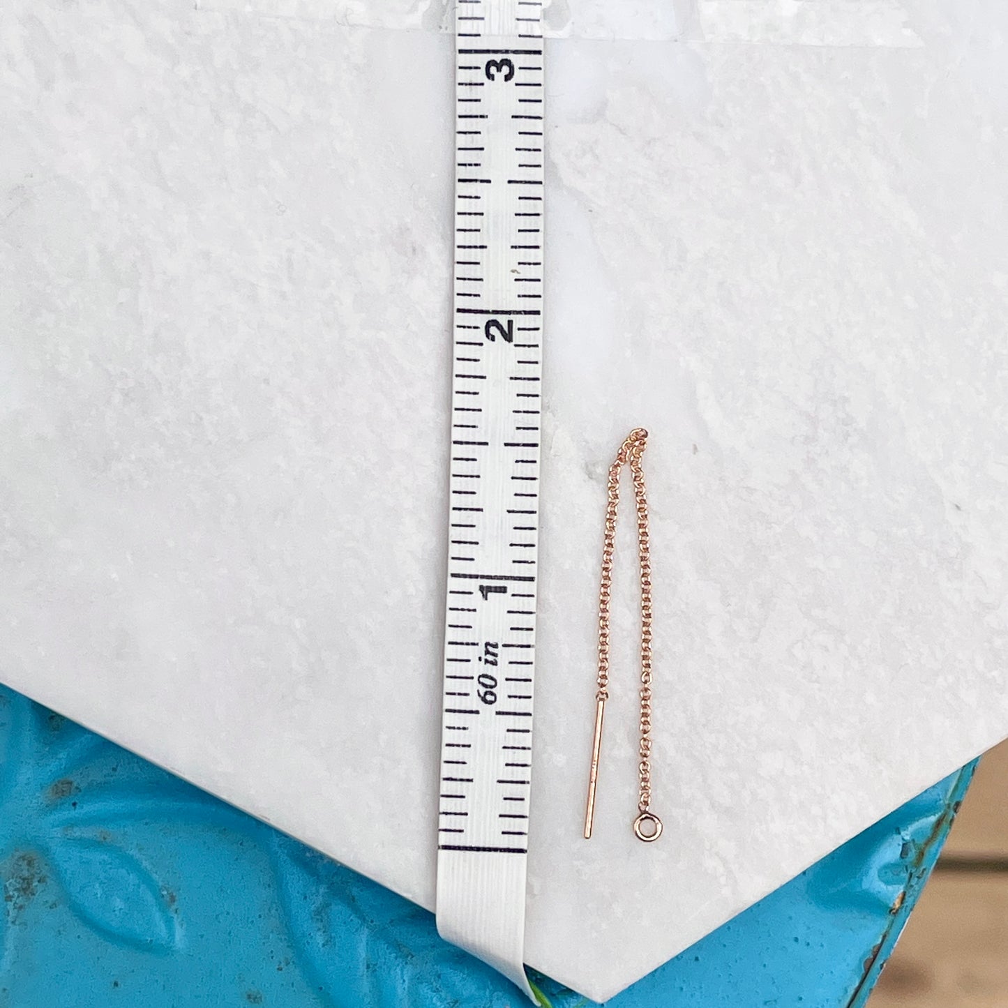 14KT Rose Gold-Filled Threader Chain Open Ring Earrings