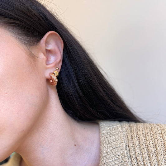 14KT Rose Gold Chunky Twisted Huggie Hoop Earrings 19mm