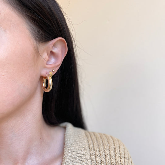 10KT Yellow Gold 6mm Tube Round Hoop Earrings 24mm