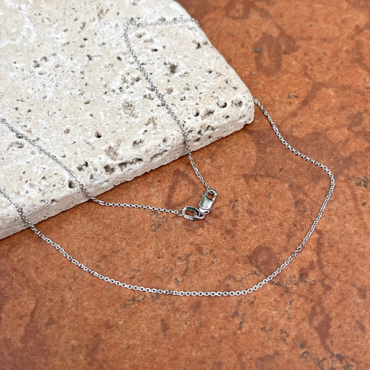 14KT White Gold Diamond-Cut 1mm Cable Chain Necklace