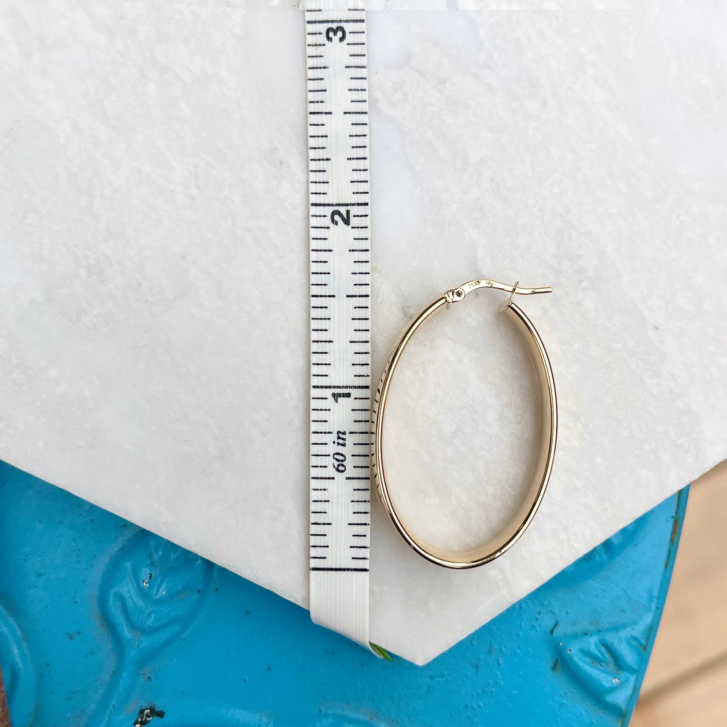 14KT Yellow Gold 7mm Oval Hoop Earrings 39mm