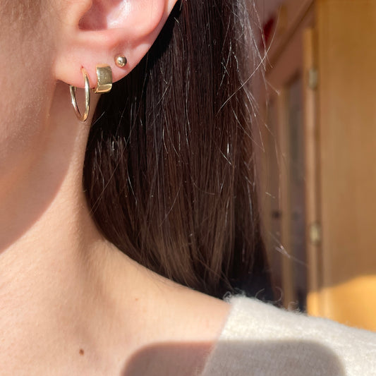 14KT Yellow Gold 1.5mm tube Endless Hoop Earrings 16mm