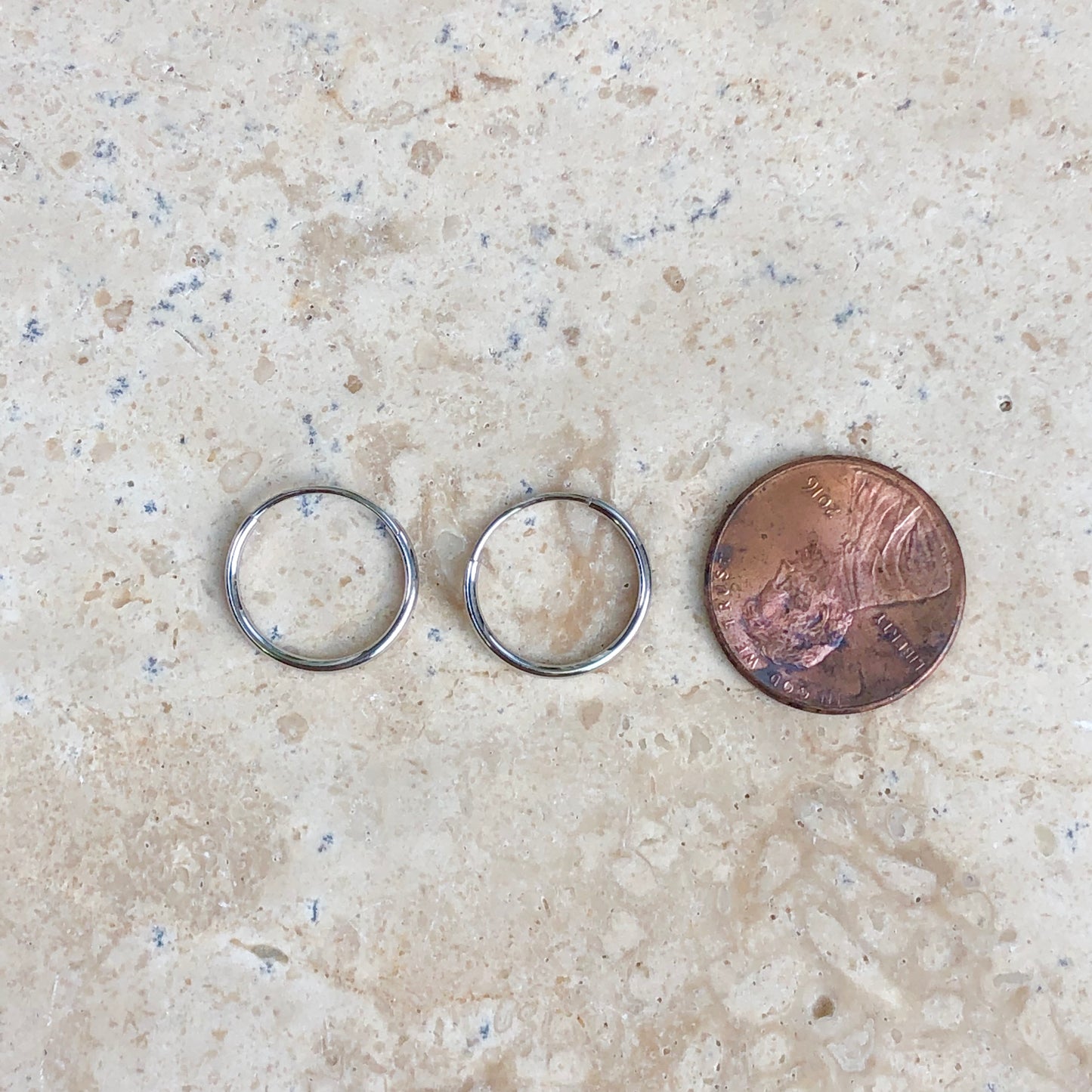 10KT White Gold Mini Endless Hoop Earrings 15mm, 10KT White Gold Mini Endless Hoop Earrings 15mm - Legacy Saint Jewelry