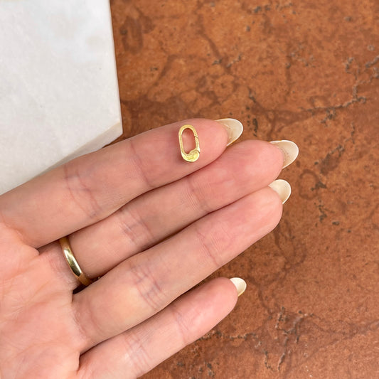 14KT Yellow Gold Elongated Oval Pendant Pearl Enhancer Clasp 7.15mm