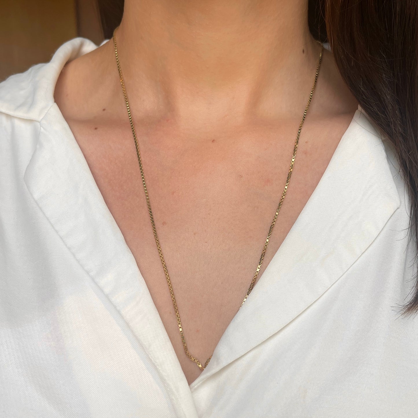 Estate 14KT Yellow Gold 1.50mm Box Chain Link Necklace 24"