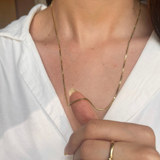 Estate 14KT Yellow Gold 1.50mm Box Chain Link Necklace 24" - LSJ