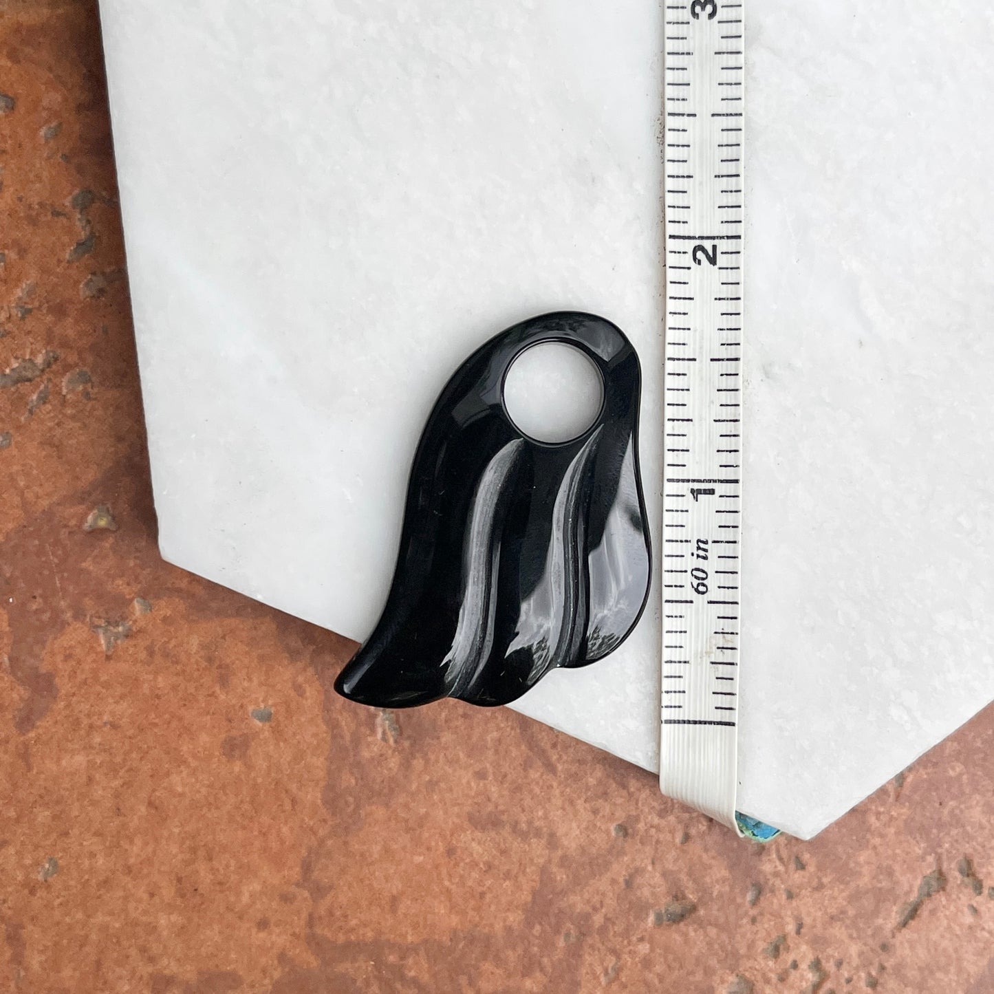 Estate Genuine Black Onyx Fan Shaped Large Earring Charms