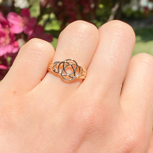 14KT Yellow Gold Polished Celtic Knot Weave Design Ring, 14KT Yellow Gold Polished Celtic Knot Weave Design Ring - Legacy Saint Jewelry