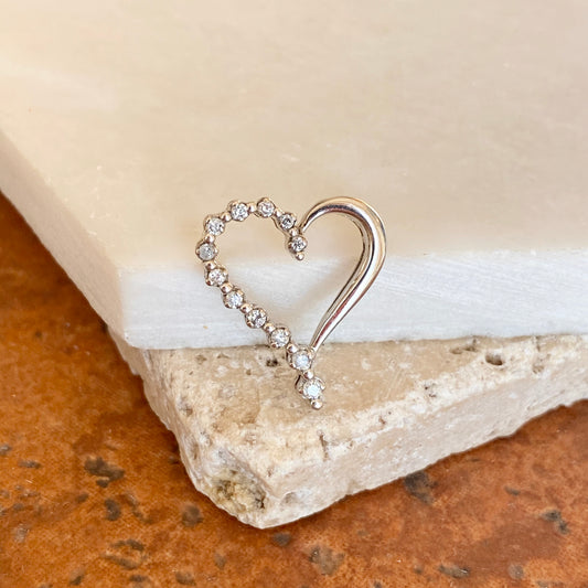 Estate 10KT White Gold .35 CT Diamond Heart Pendant Slide