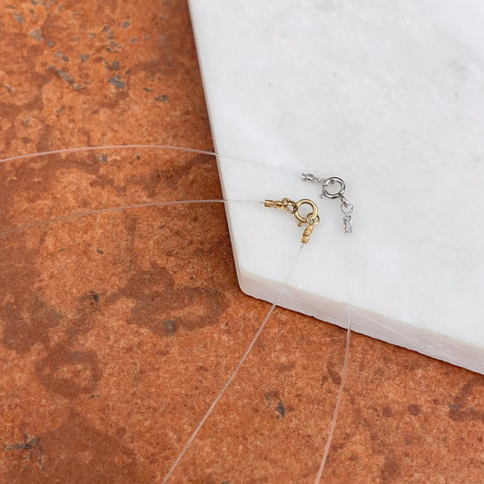 14KT Yellow or White Gold Fish Wire Cord Necklace