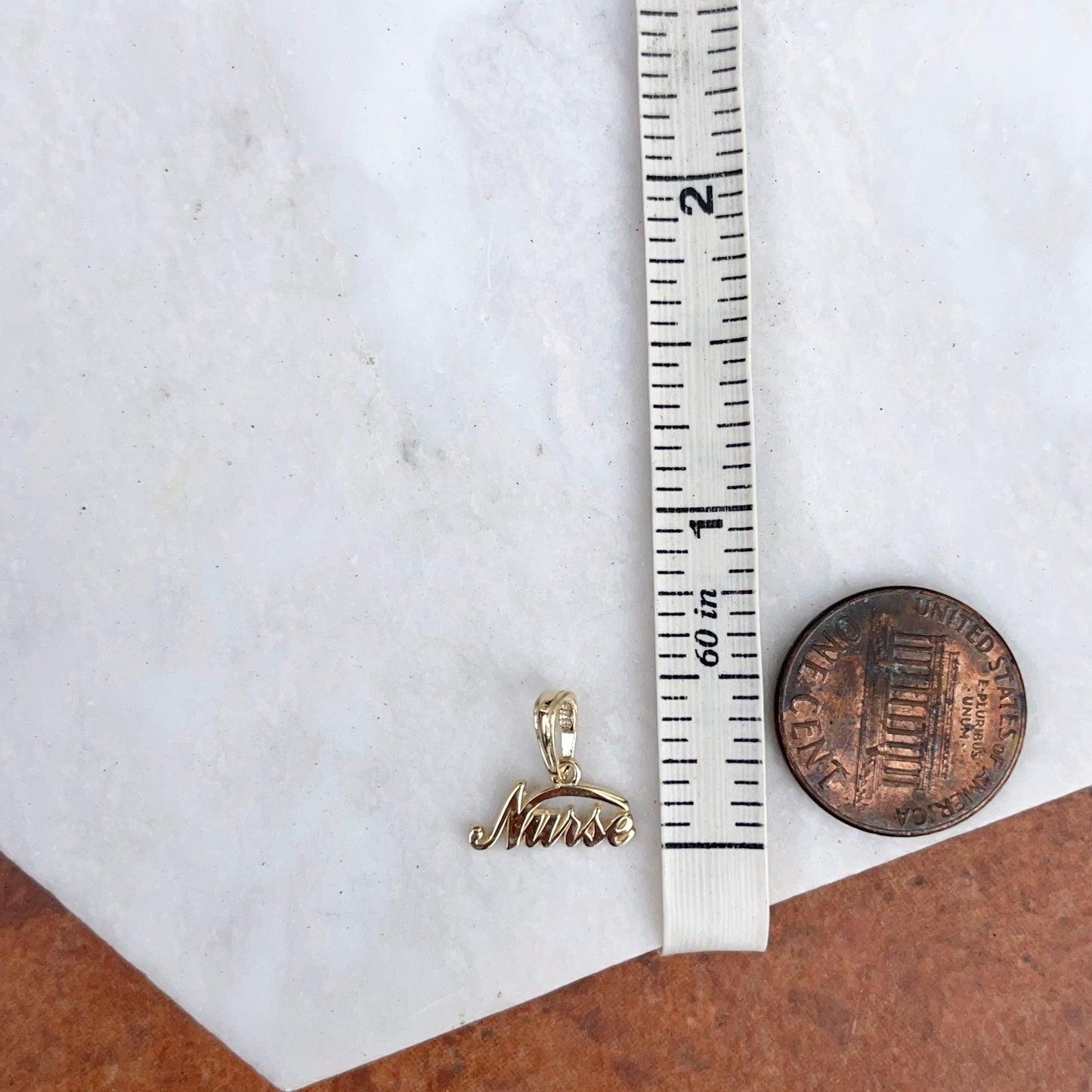 10KT Yellow Gold Mini Nurse Script Pendant Charm