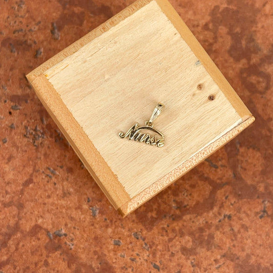 10KT Yellow Gold Mini Nurse Script Pendant Charm