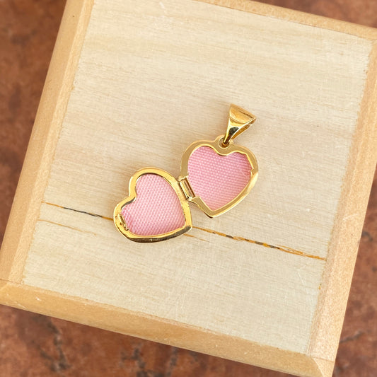 14KT Yellow Gold Detailed Floral Mini Heart Locket Pendant