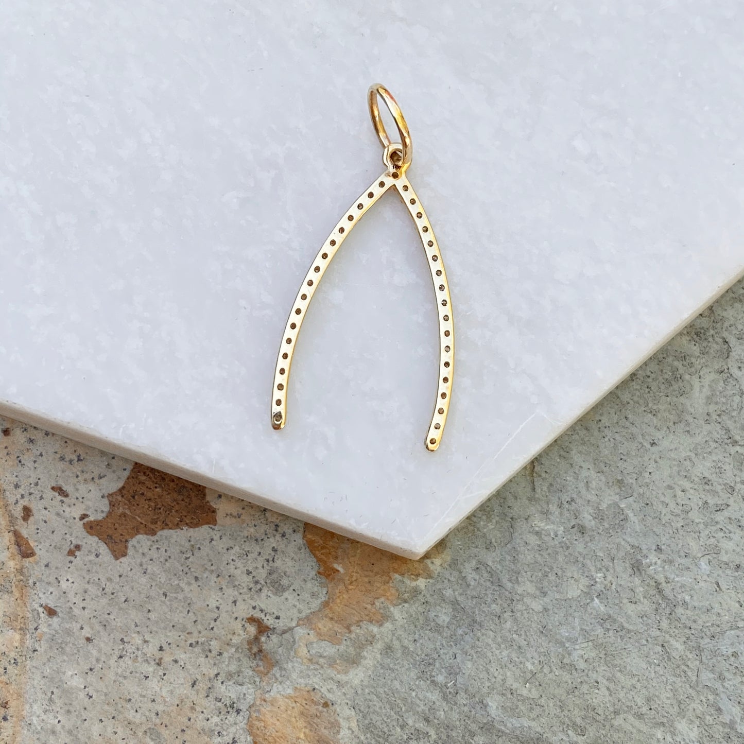 14KT Yellow Gold .30 CT Diamond Wishbone Pendant, 14KT Yellow Gold .30 CT Diamond Wishbone Pendant - Legacy Saint Jewelry