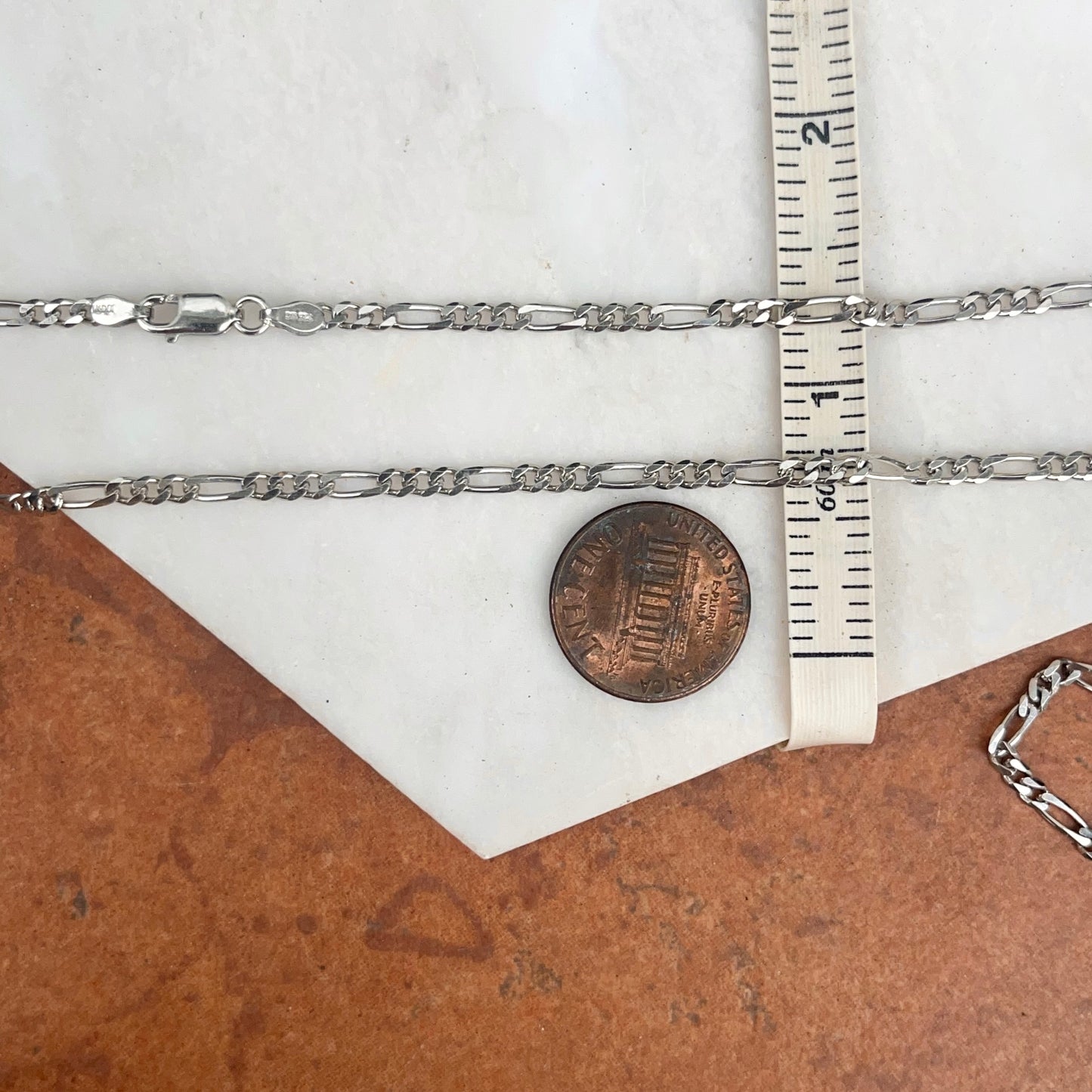 Sterling Silver 2.28mm Figaro Chain Link Necklace