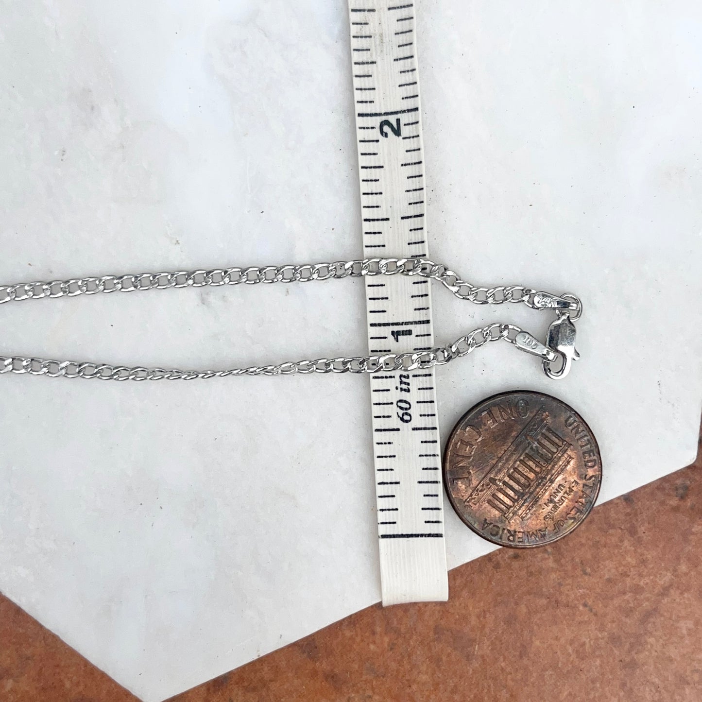 14KT White Gold Semi-Solid 2.5mm Curb Chain Necklace