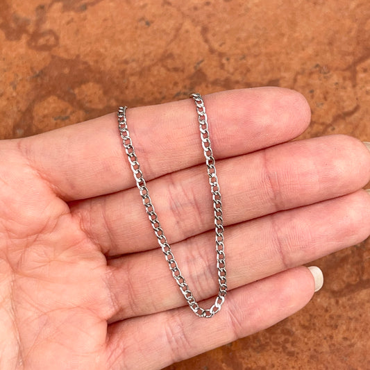 14KT White Gold Semi-Solid 2.5mm Curb Chain Necklace