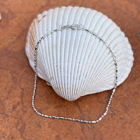 14KT White Gold Alternating Beaded Ball Link Chain Bracelet