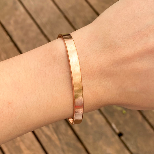 Copper Polished Smooth Cuff Bangle Bracelet 6.4mm, Copper Polished Smooth Cuff Bangle Bracelet 6.4mm - Legacy Saint Jewelry