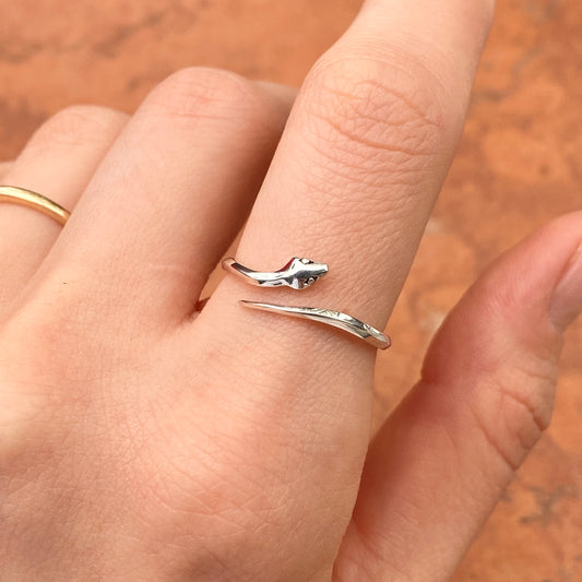 Sterling Silver Polished Snake Bypass Adjustable Ring, Sterling Silver Polished Snake Bypass Adjustable Ring - Legacy Saint Jewelry