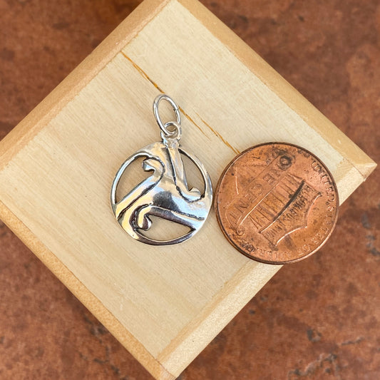 Sterling Silver Wave Celtic Trinity Circle Pendant Charm