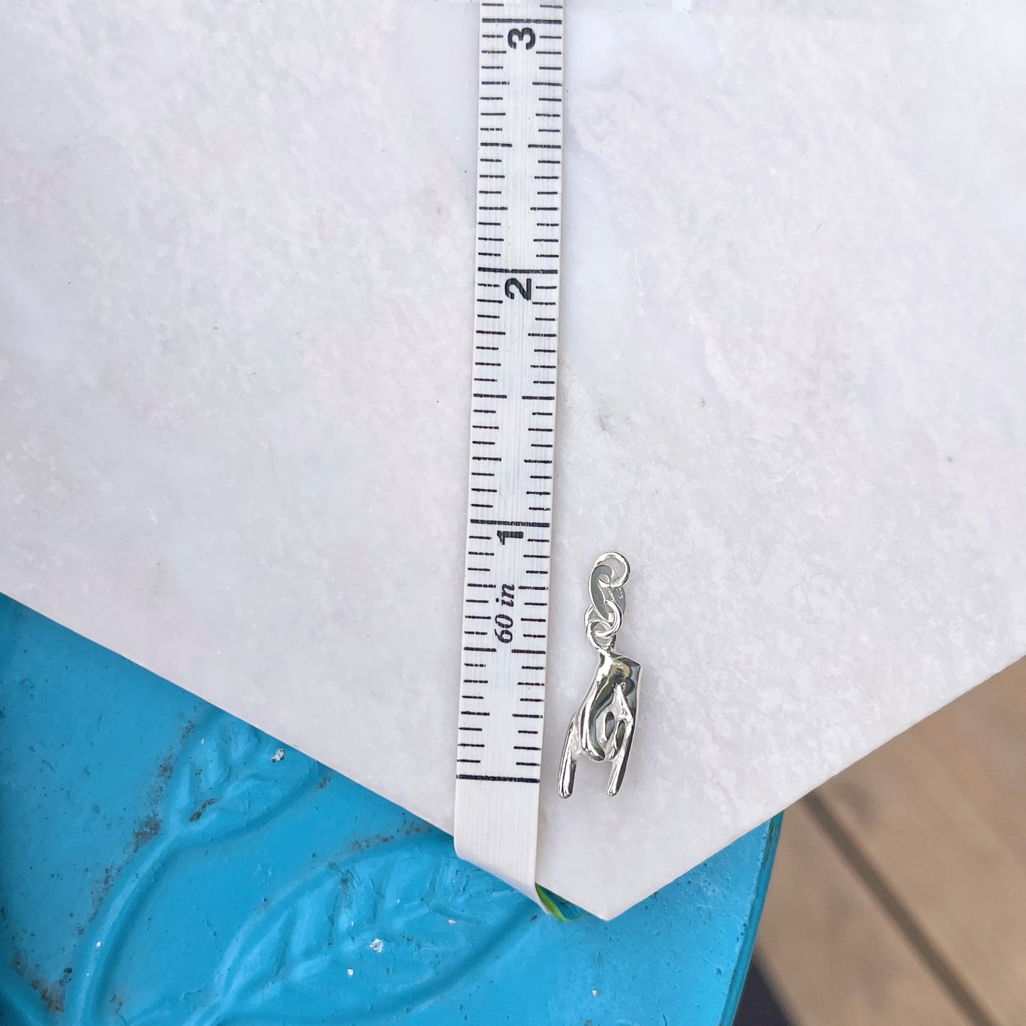 Sterling Silver 3D Italian Mano Cornuto Pendant Charm