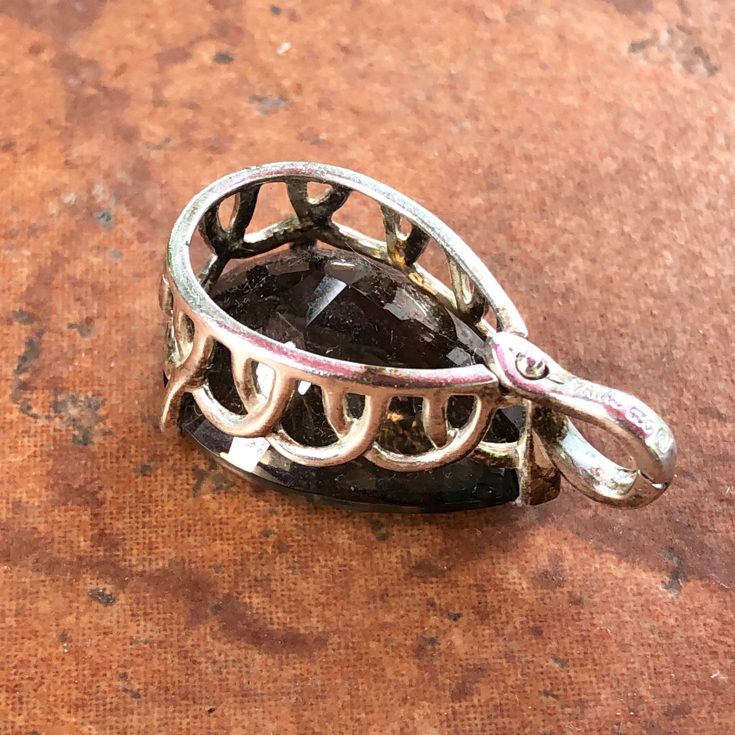 Estate Sterling Silver Teardrop Smokey Topaz Pendant, Estate Sterling Silver Teardrop Smokey Topaz Pendant - Legacy Saint Jewelry