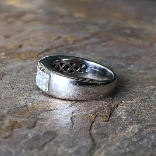 18KT White Gold 3 Row 1.25 CT Princess Cut Diamond Estate Ring - Legacy Saint Jewelry