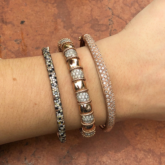 Estate 14KT Rose Gold Pave Diamond Bangle Bracelet, Estate 14KT Rose Gold Pave Diamond Bangle Bracelet - Legacy Saint Jewelry
