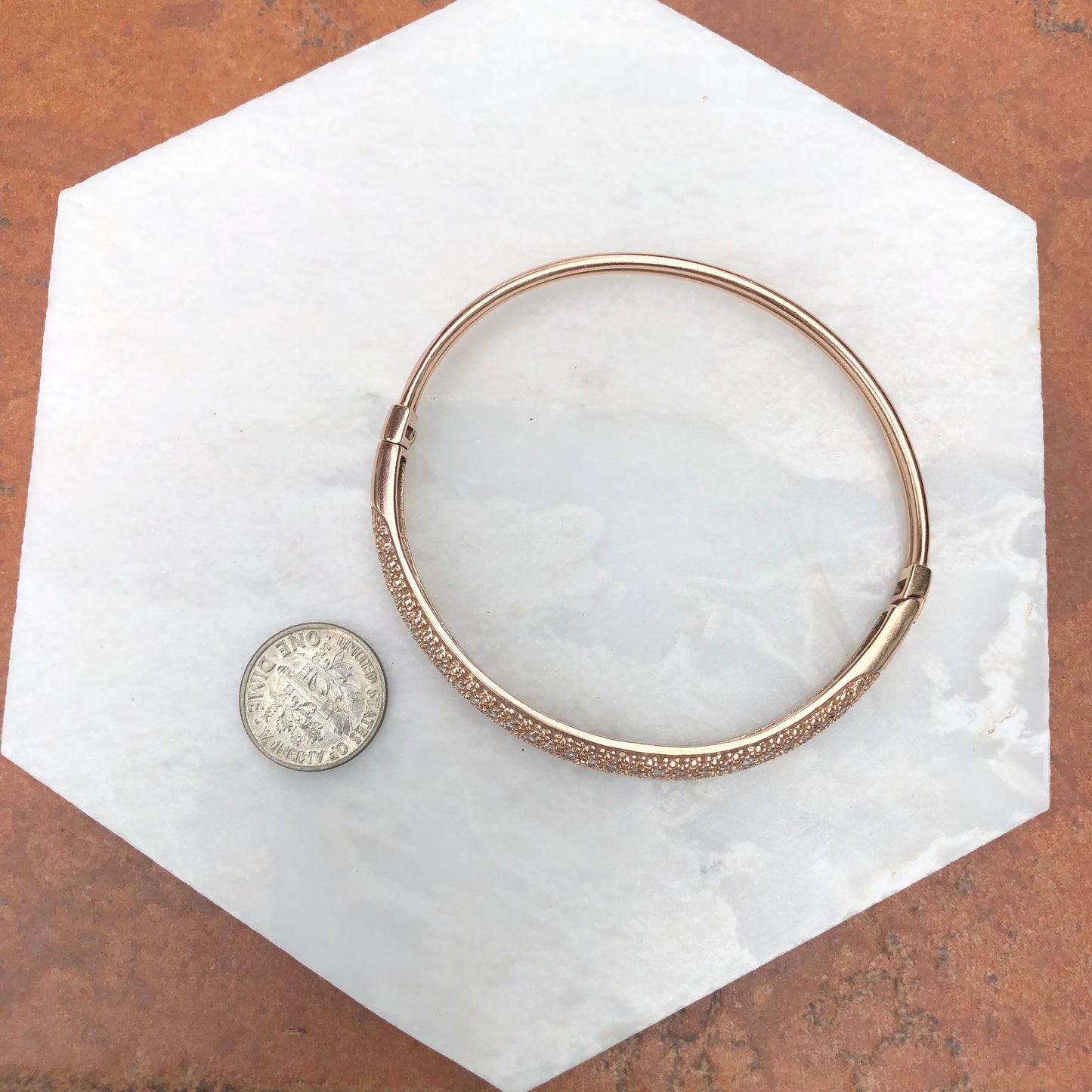 Estate 14KT Rose Gold Pave Diamond Bangle Bracelet, Estate 14KT Rose Gold Pave Diamond Bangle Bracelet - Legacy Saint Jewelry