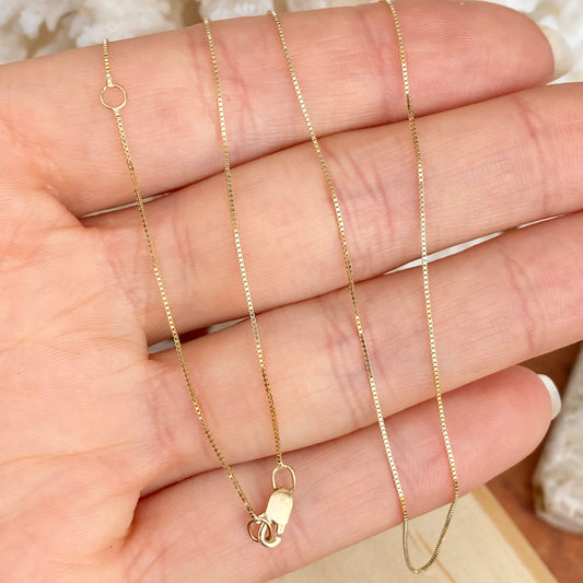 10KT Yellow Gold .50mm Baby Box Link Chain Necklace