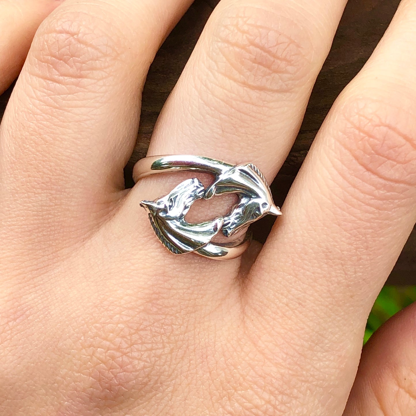 Sterling Silver Double Horse Head Bypass Ring, Sterling Silver Double Horse Head Bypass Ring - Legacy Saint Jewelry