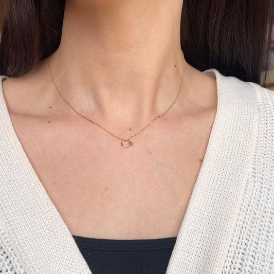 14KT Rose Gold .03 CT Diamond Ring Mini Pendant Charm