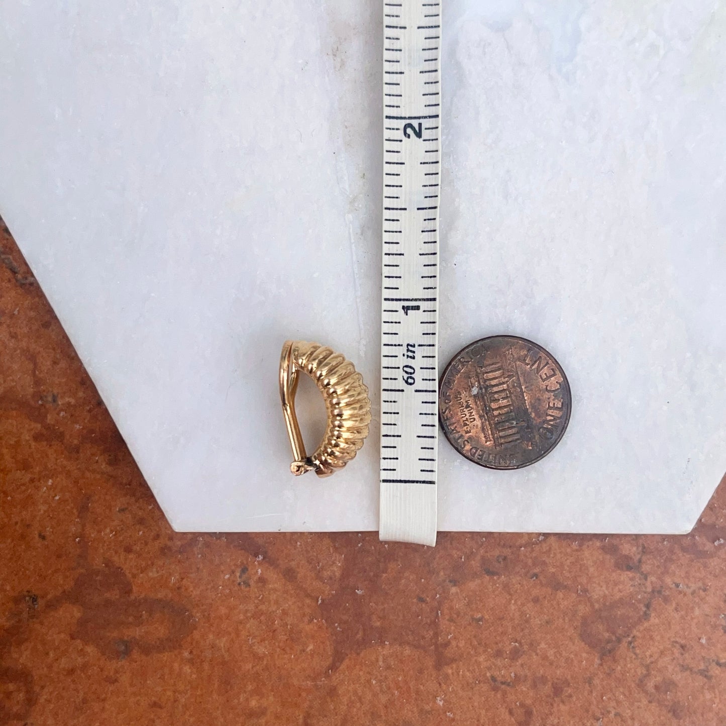 Estate 18KT Yellow Gold Ribbed Half-Hoop Clip-On Earrings