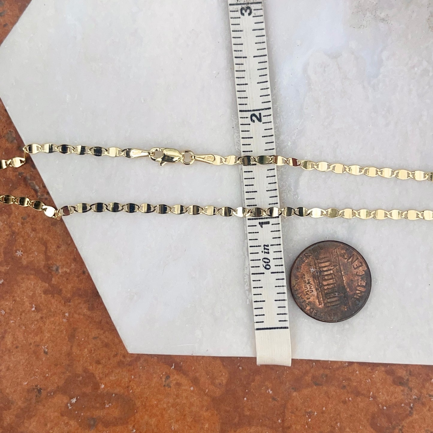 14KT Yellow Gold Solid 2.70mm Oval Mirror Link Chain Necklace