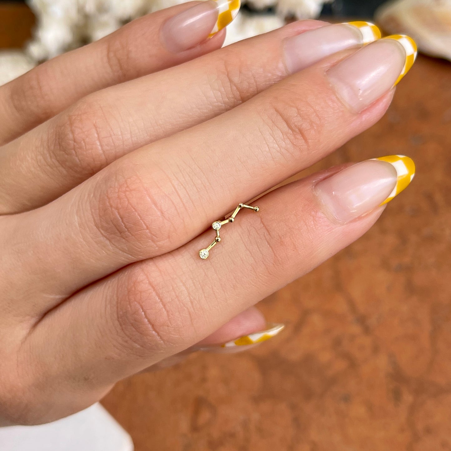 14KT Yellow Gold CZ Constellation Cartilage Post Earring