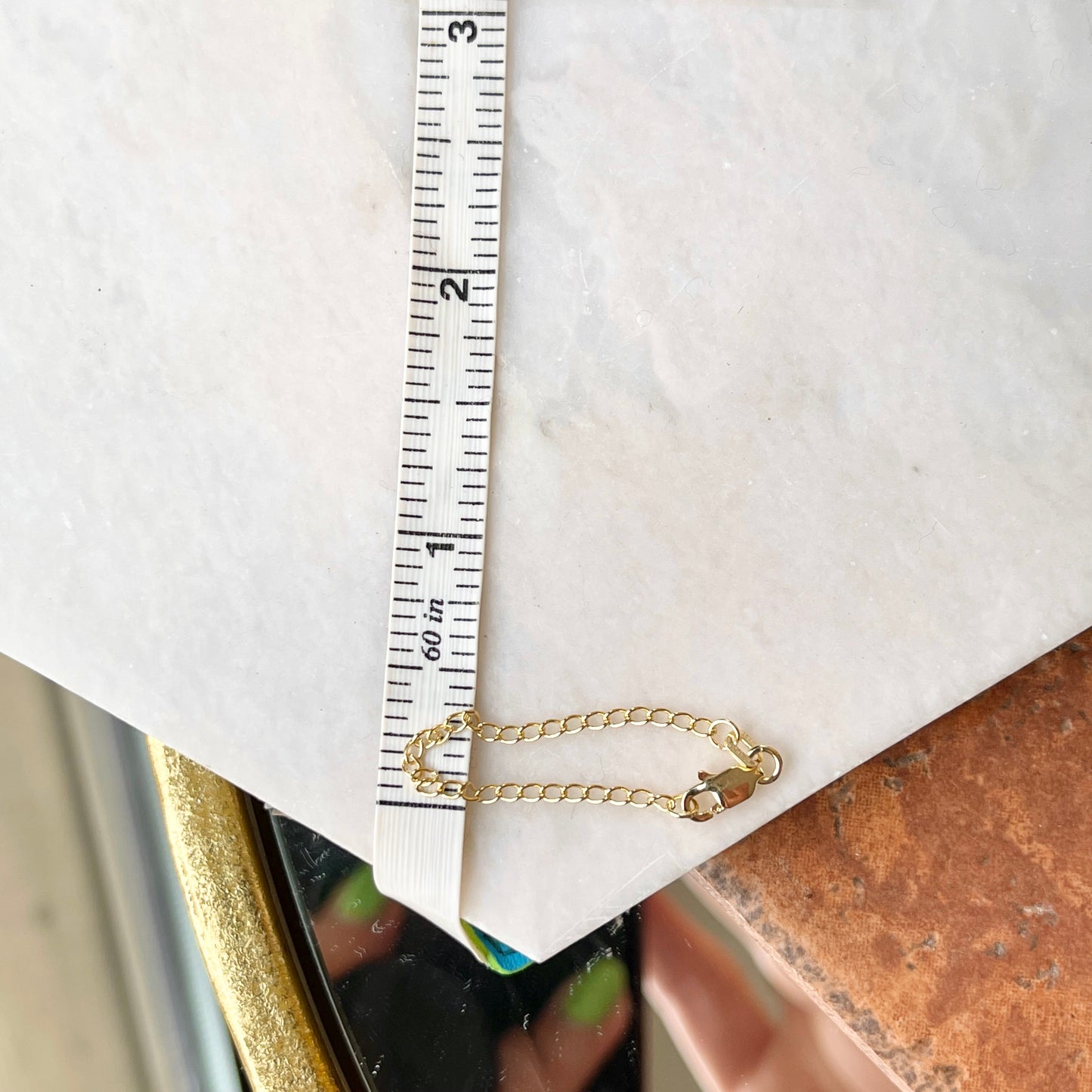 14KT Yellow Gold Double Curb Chain Necklace Extender Safety Chain 3"