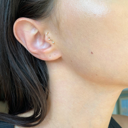 14KT Yellow Gold CZ Constellation Cartilage Post Earring