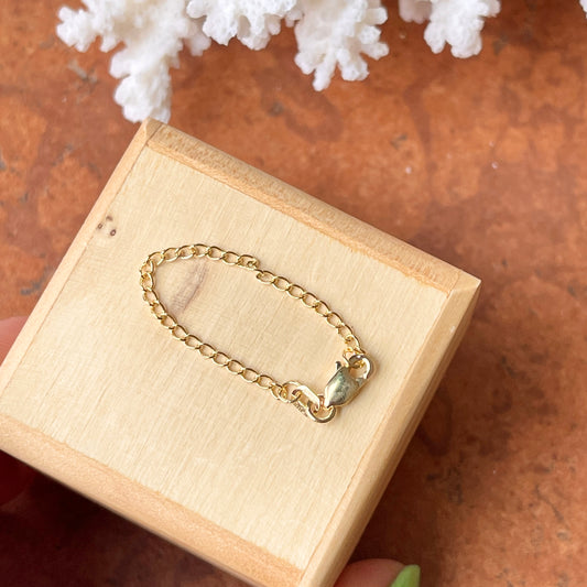 14KT Yellow Gold Double Curb Chain Necklace Extender Safety Chain 3"