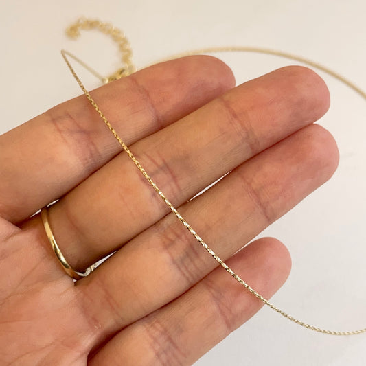 14KT Yellow Gold Cable Twist .75mm Neck Wire Necklace