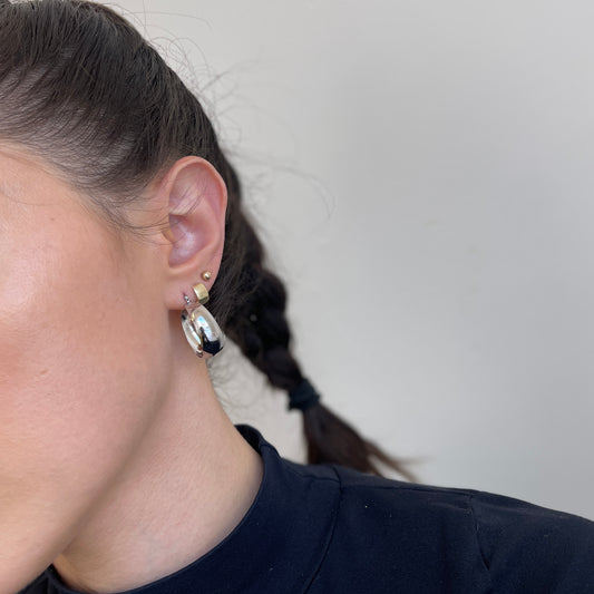 14KT White Gold Chunky Tapered Round Hoop Earrings 27mm